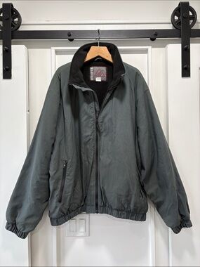 Mobius Men's Charcoal Gray Canvas Fleece Lined Bomber Jacket Size Large